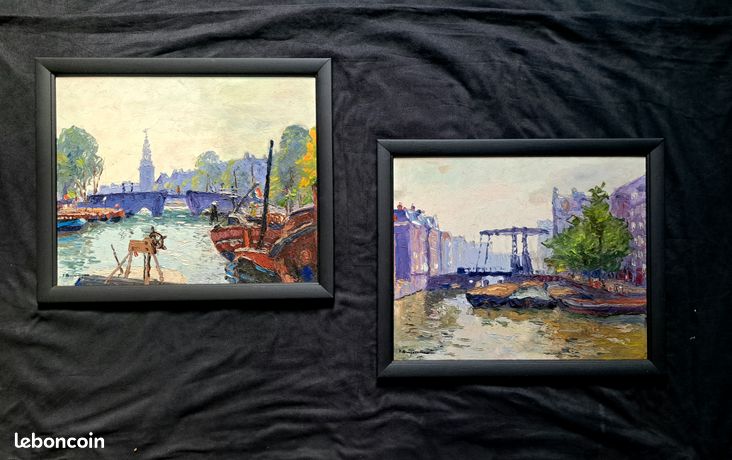 Tableau impressionniste - 2 Huiles sur carton signées Jehann BERJONNEAU - École française - 20ème si