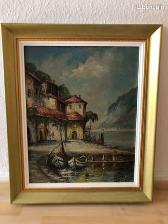 Tableau "vue sur le lac de garde" signé