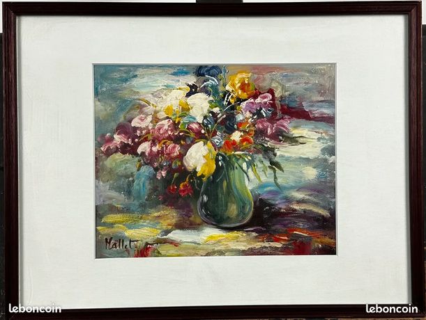Bouquet multicolore – Huile sur toile d’Édouard Mallet