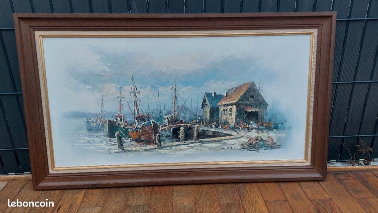 Tableau bord de mer signé Le Bearn vintage 50.60