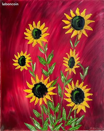 Tournesol - Peinture huile tableau