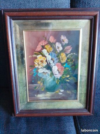 Tableau peinture huile signé milly 30cm 37cm