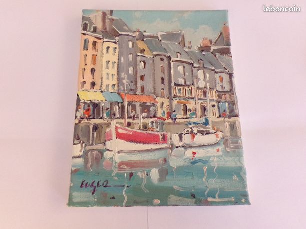 Tableau - Vieux-bassin à Honfleur - HST - Philippe Euger