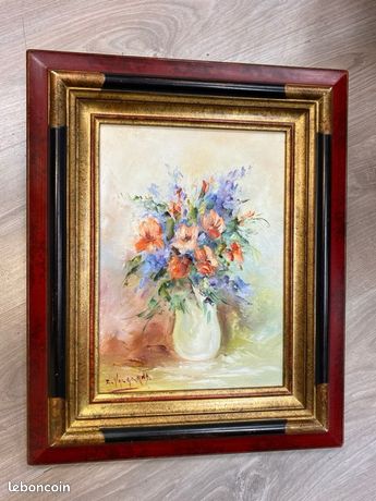 Ancien tableau peinture à l’huile sur toile signée dimensions 48x38 cm excellent état