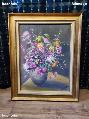 Tableau / peinture à l'huile sur toile nature morte VINTAGE