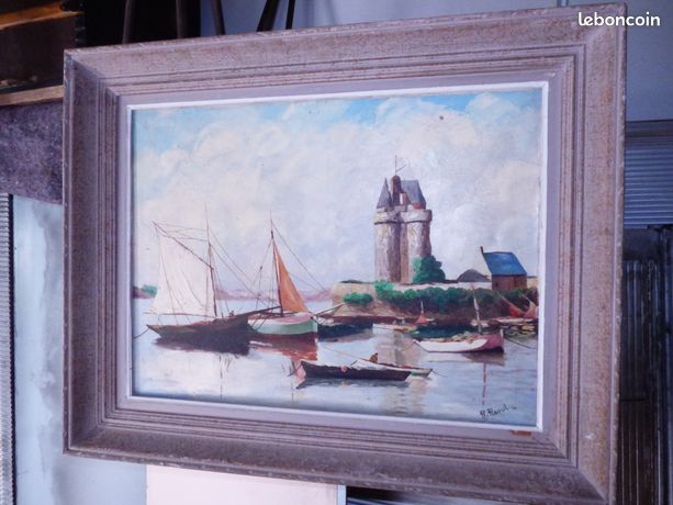 Ancien tableau r raoul peinture a identifier huile marine