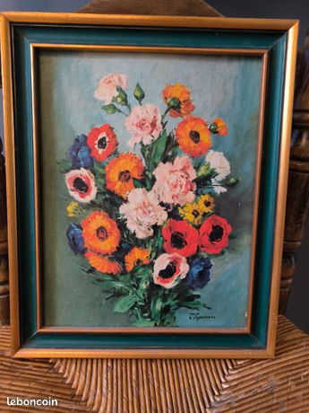 Tableau ancien "Bouquet de fleurs"