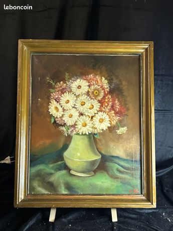 Ecole Belge XXème - R.Van Kerschaver - HST - Bouquet de fleurs Impressionniste