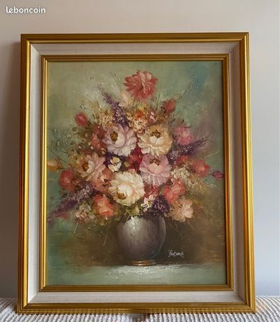 Av peinture fleur signé frédérick