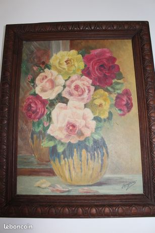 Tableau huile sur carton signe lempens