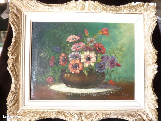 Tableau-Huile sur toile - Bouquet d'anémones