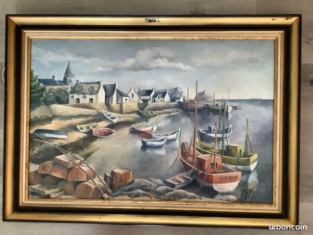Huile sur toile marine signée MN