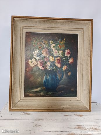 Grande Nature morte Huile sur isorel XXè expressionisme