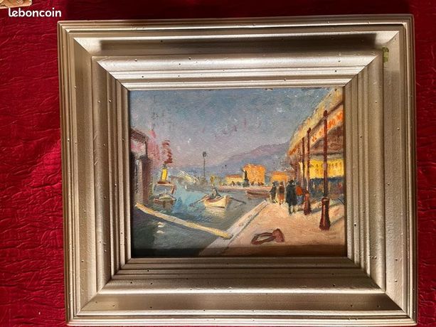 Huile sur panneau « le port de Toulon »