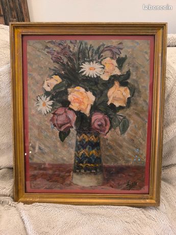 Tableau véritable peinture huile, signé Figay ( côté), 1930 " Bouquet floral "