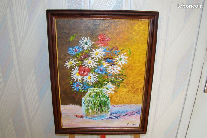 Tableau / Huile sur toile signée « Bouquet champêtre »