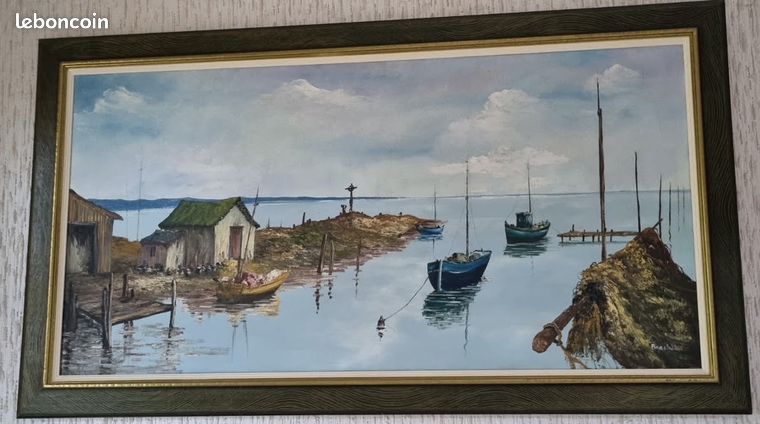 Tableau original marine paysage Breton signé BRACHET huile sur toile