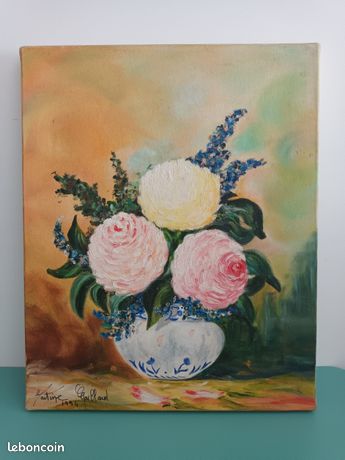 Tableau cadre huile sur toile originale Nature morte