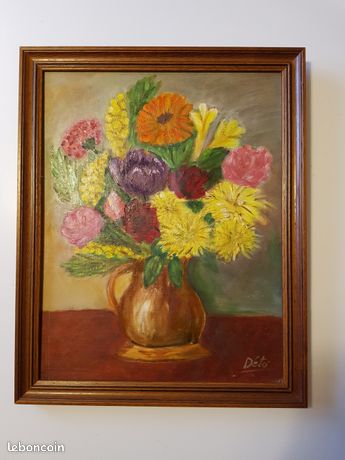 Tableau nature morte au bouquet de fleur signé